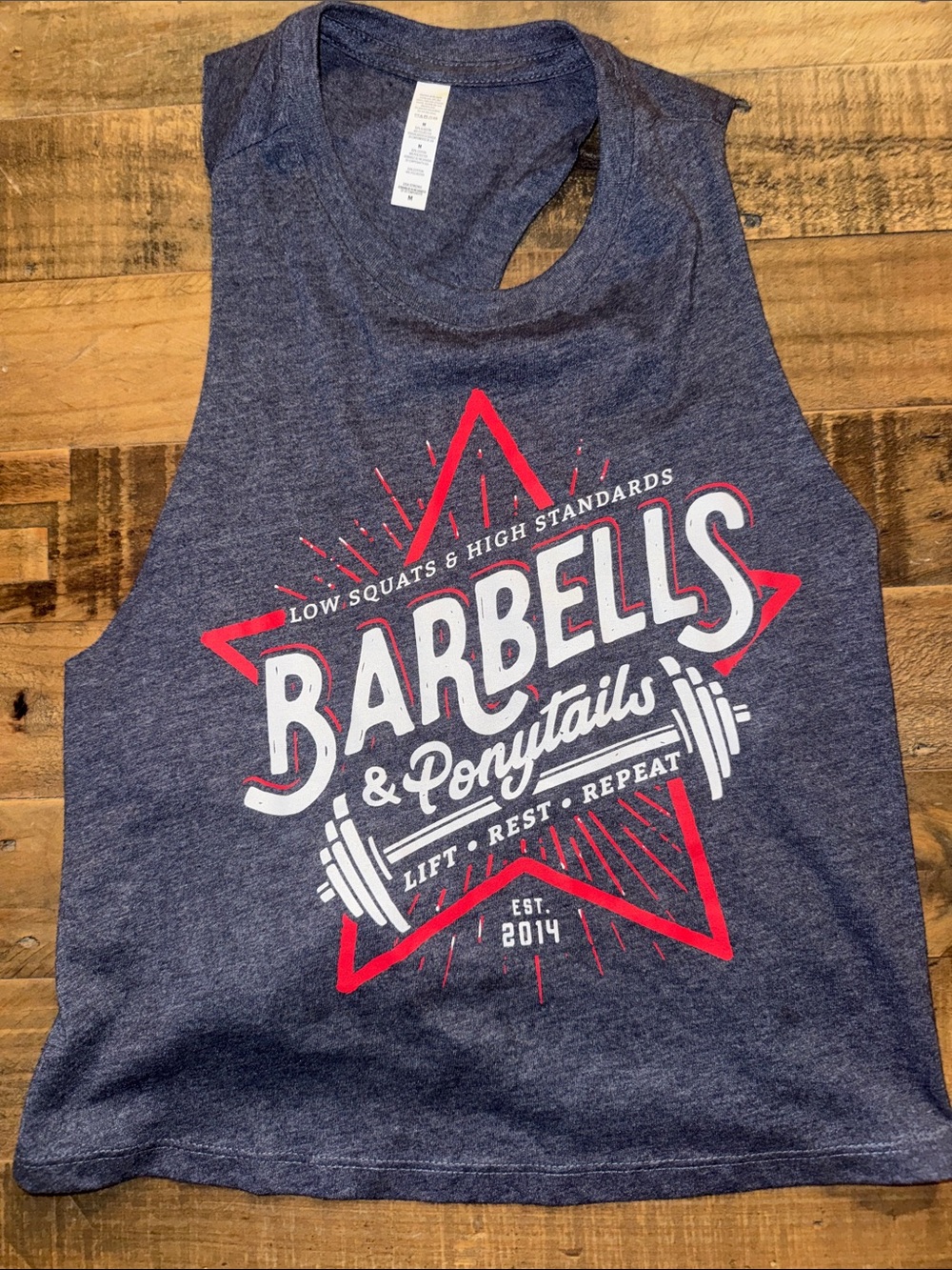 Barbells & Ponytails Women's Navy Muscle Tee